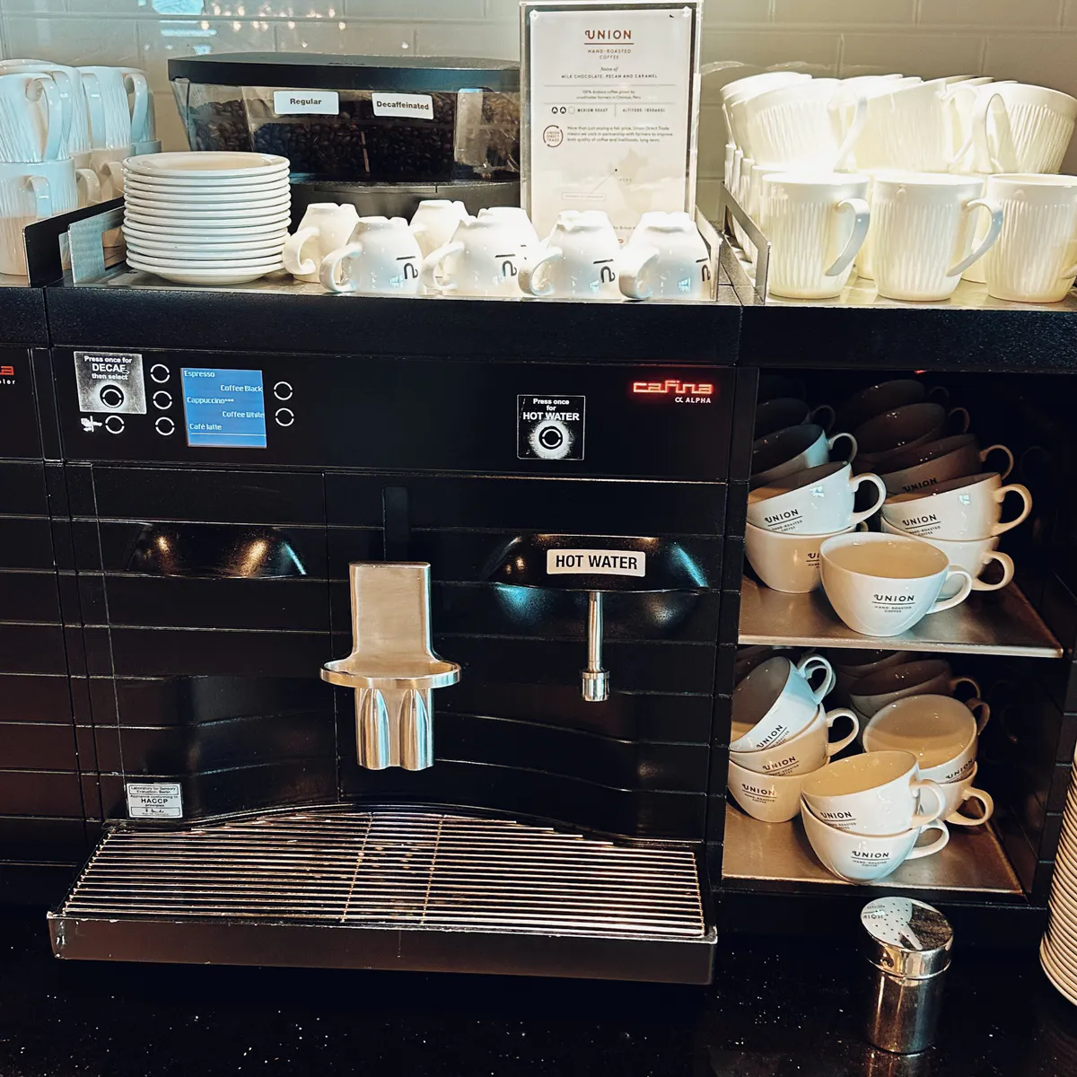 Coffee at the British Airways Club Lounge at Gatwick