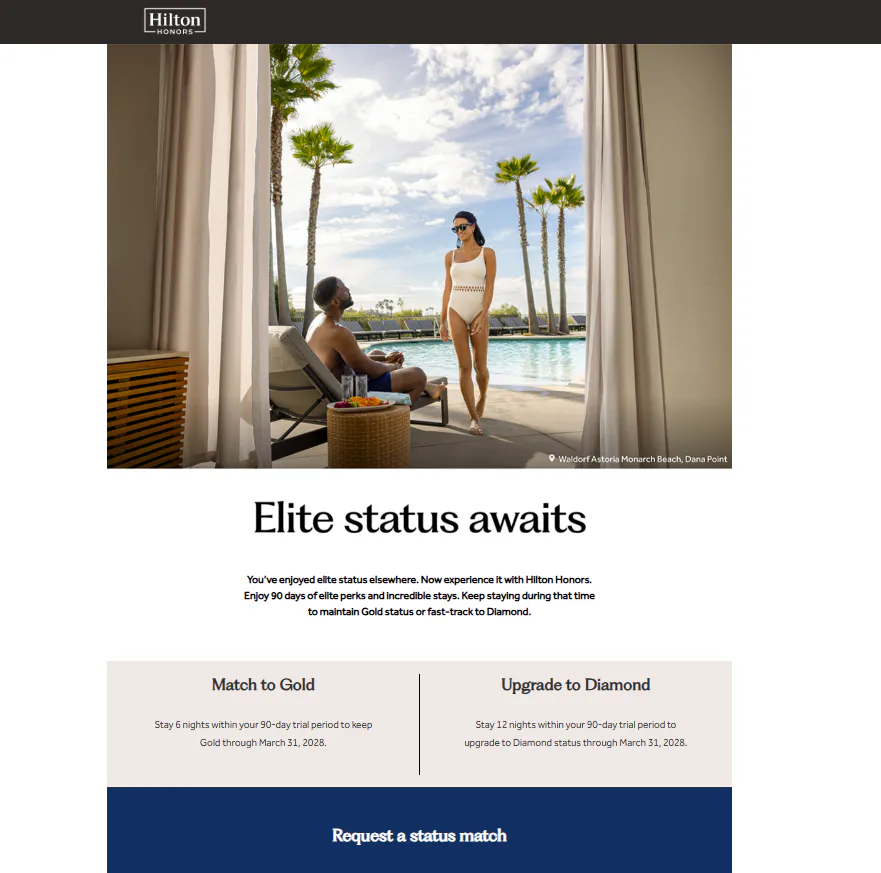 Best Hilton Honors Status Match & Challenge 2026