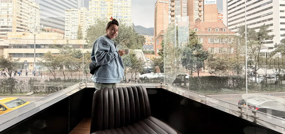 Coffee in the Hilton lounge Bogota - Travel Hacking for Beginners